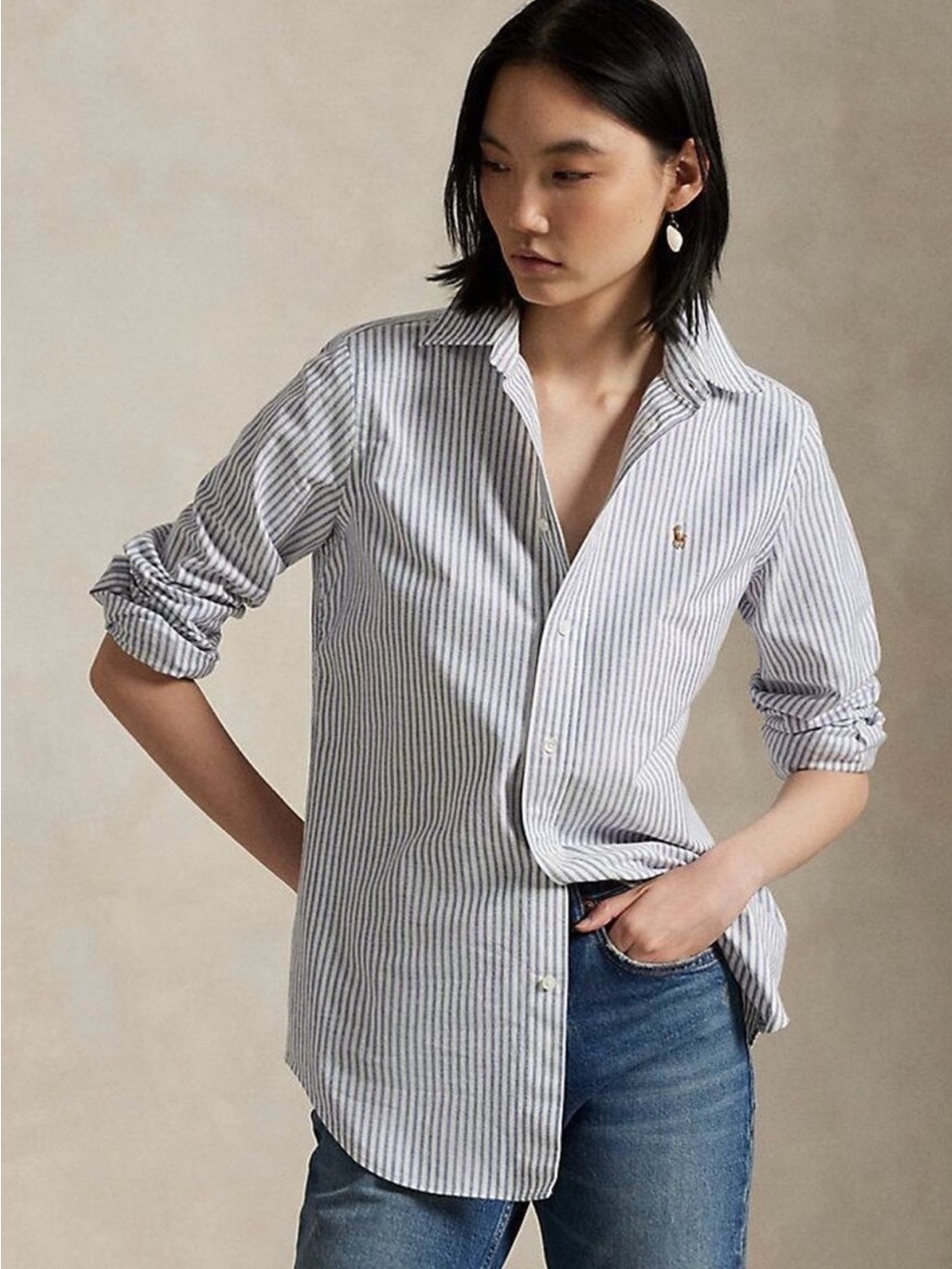 Ralph Lauren Light Blue & White Striped Button-Down Shirt